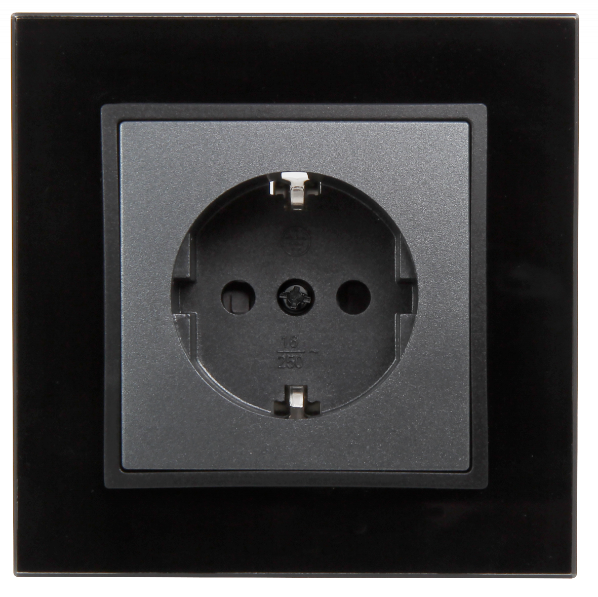 Schutzkontakt-Steckdose LEDeco STYLE, 250V~/16A, UP, Einsteckschutz, anthrazit