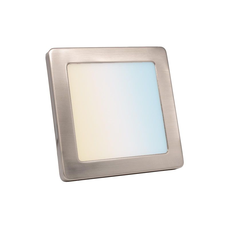 CCT LED Ein-Aufbaustrahler eckig silber 12W 166x166 mit Silber-farbigen Abdeckring