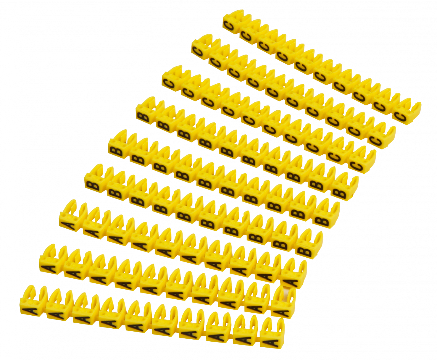Kabelmarker-Clips LEDeco, bedruckt mit Buchstaben, Kabeldurchmesser bis 4mm