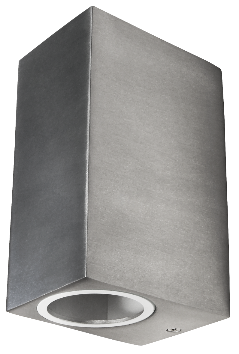 Wandleuchte LEDeco Square-E Edelstahl-Optik, IP44, 2x GU10, Aluminium Gehäuse