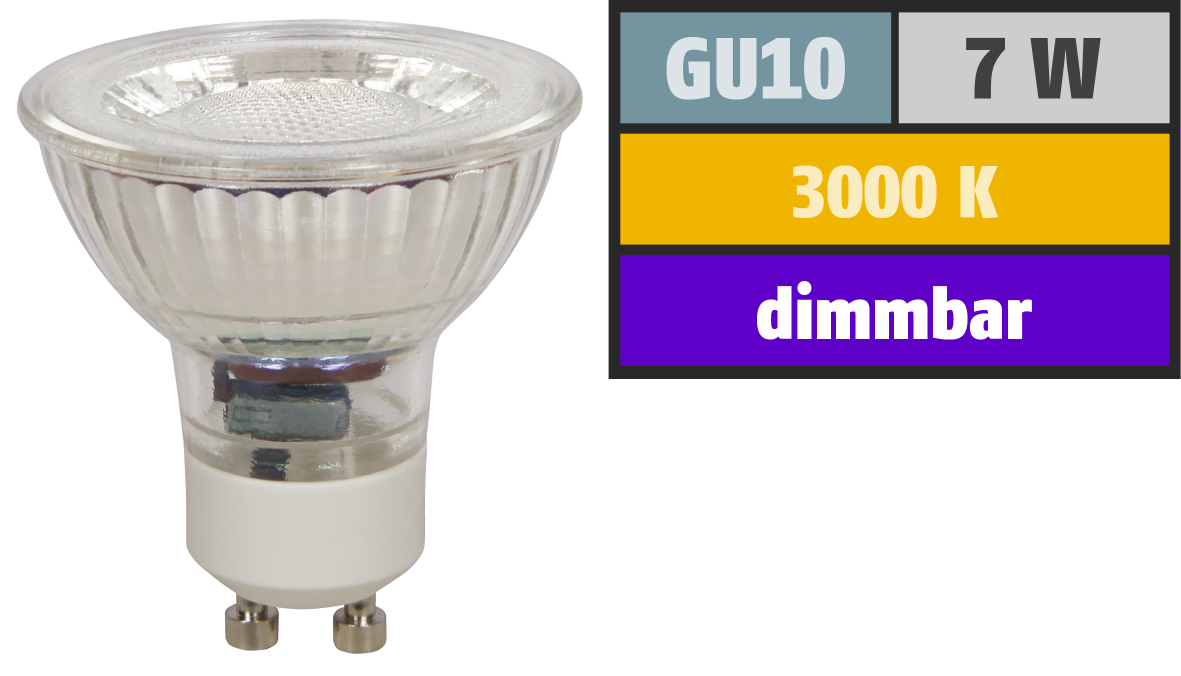 LED-Strahler LEDeco MCOB GU10, 7W, 450 lm, warmweiß, dimmbar