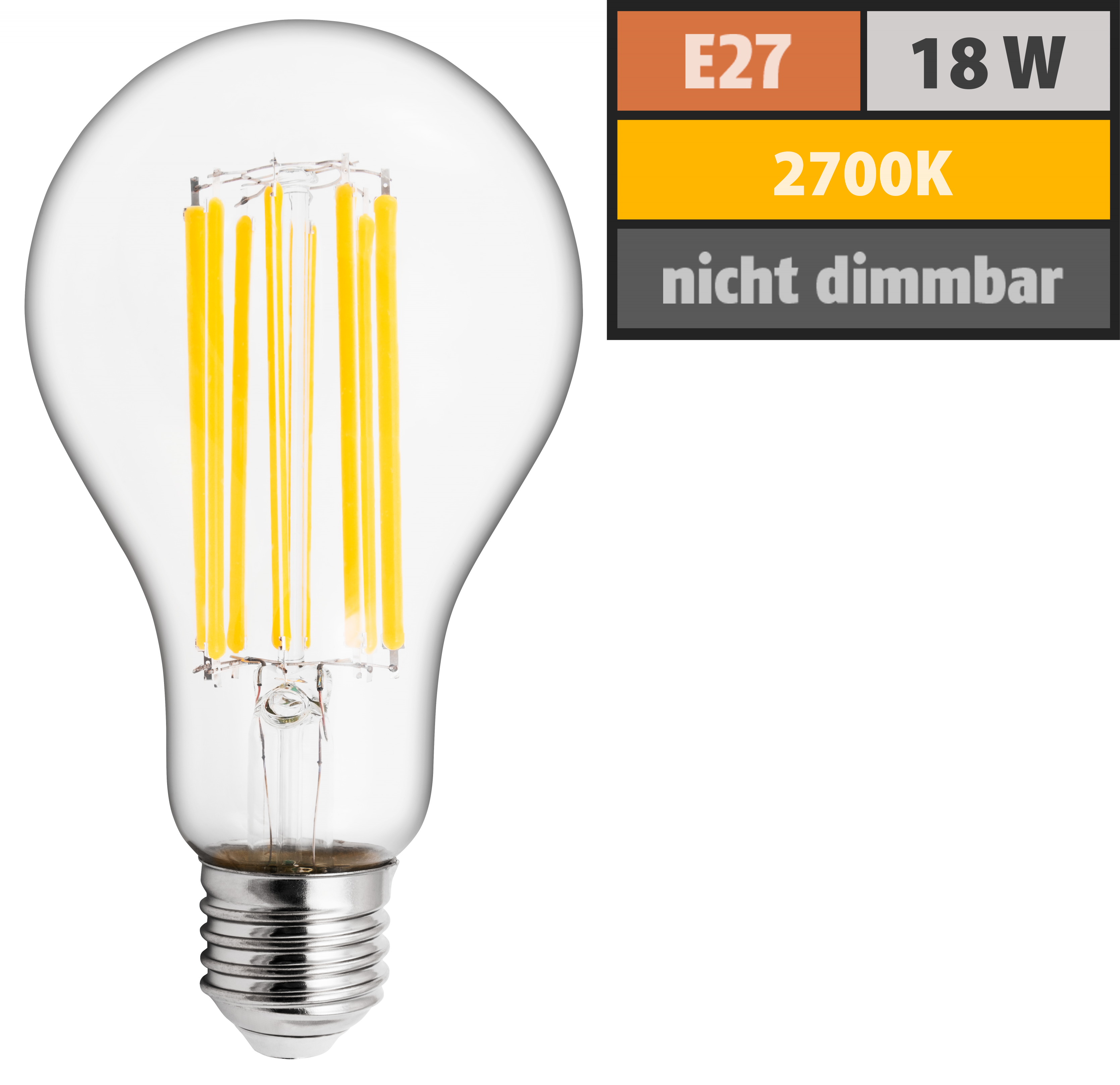 LED Filament Glühlampe LEDeco Filed, E27, 18W, 2500lm, warmweiß, klar