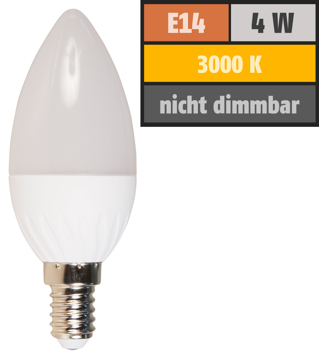 LED Kerzenlampe LEDeco, E14, 4W, 320lm, 160°, 3000K, warmweiß, Ø37x98mm