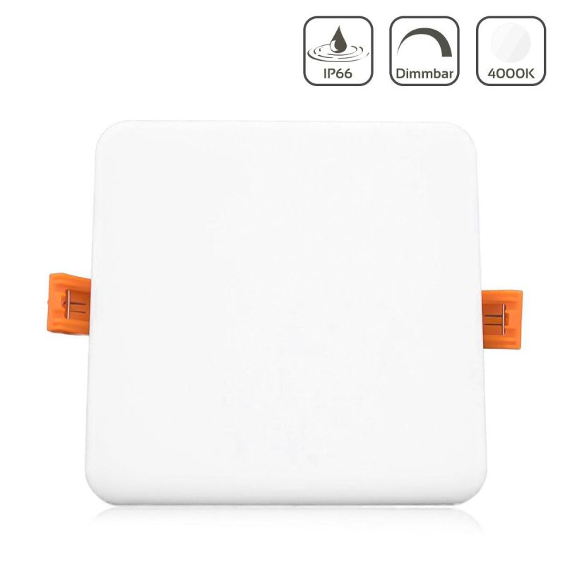 LED Panel Einbaustrahler eckig weiss 10W 125mm 4000K IP66 dimmbar
