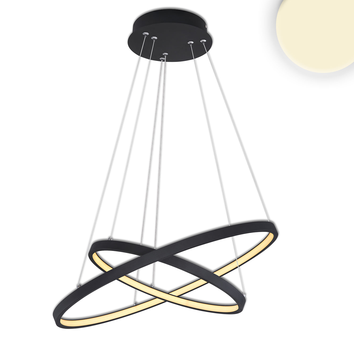 LED Hängeleuchte Ring 18W+23W, schwarz, warmweiß