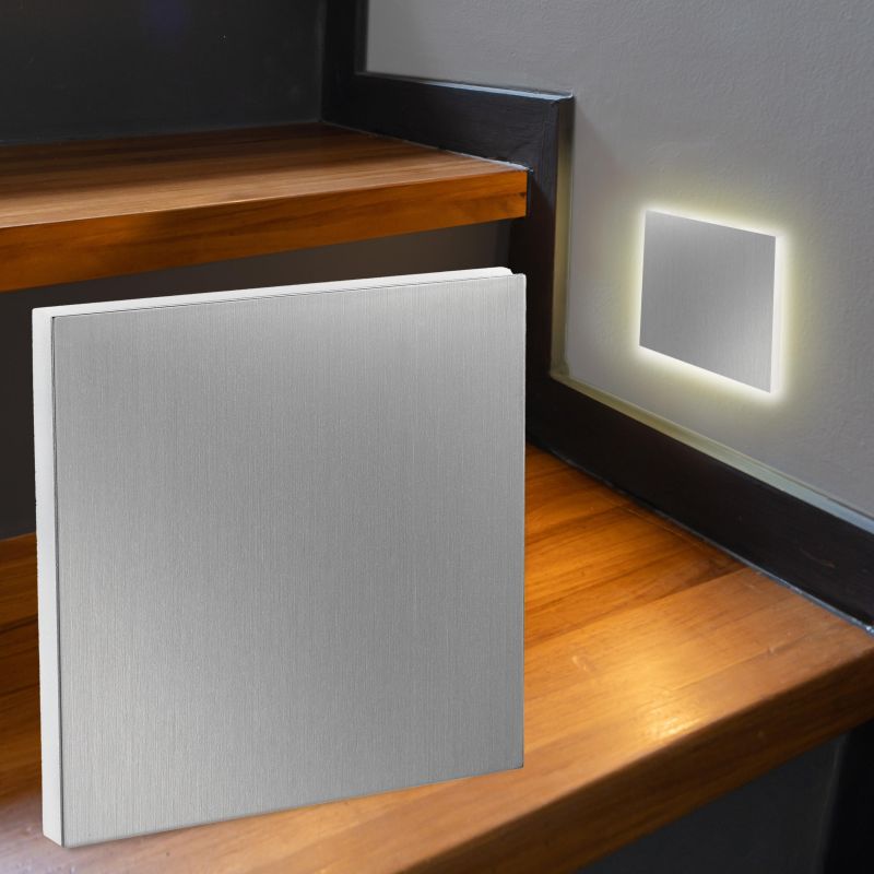 LED Stufenleuchte eckig Warmweiß 230V 1W edelstahl Lichtaustritt seitlich Aktion