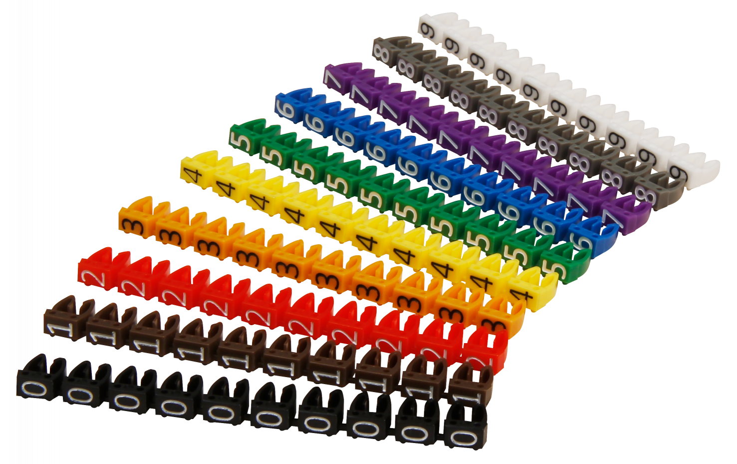 Kabelmarker-Clips LEDeco, bedruckt mit Ziffern 0-9, Kabeldurchmesser bis 6mm