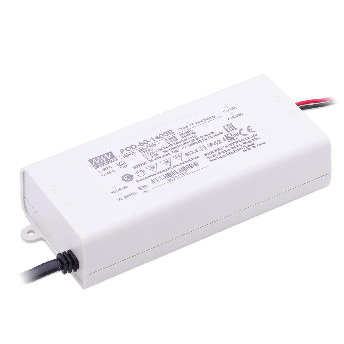 Mean Well PCD-60-1400B LED Treiber dimmbar TRIAC 25-43V 1400mA Konstantstrom CC