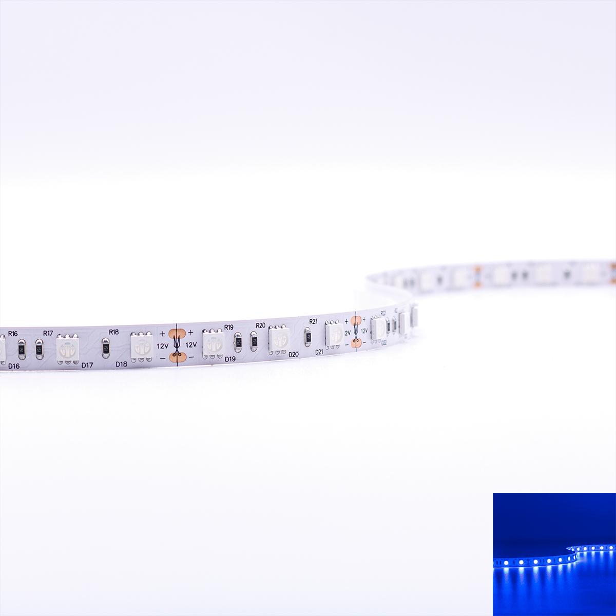 Strip Blau 12V LED Streifen 5M 14,4W/m 60LED/m 10mm IP20