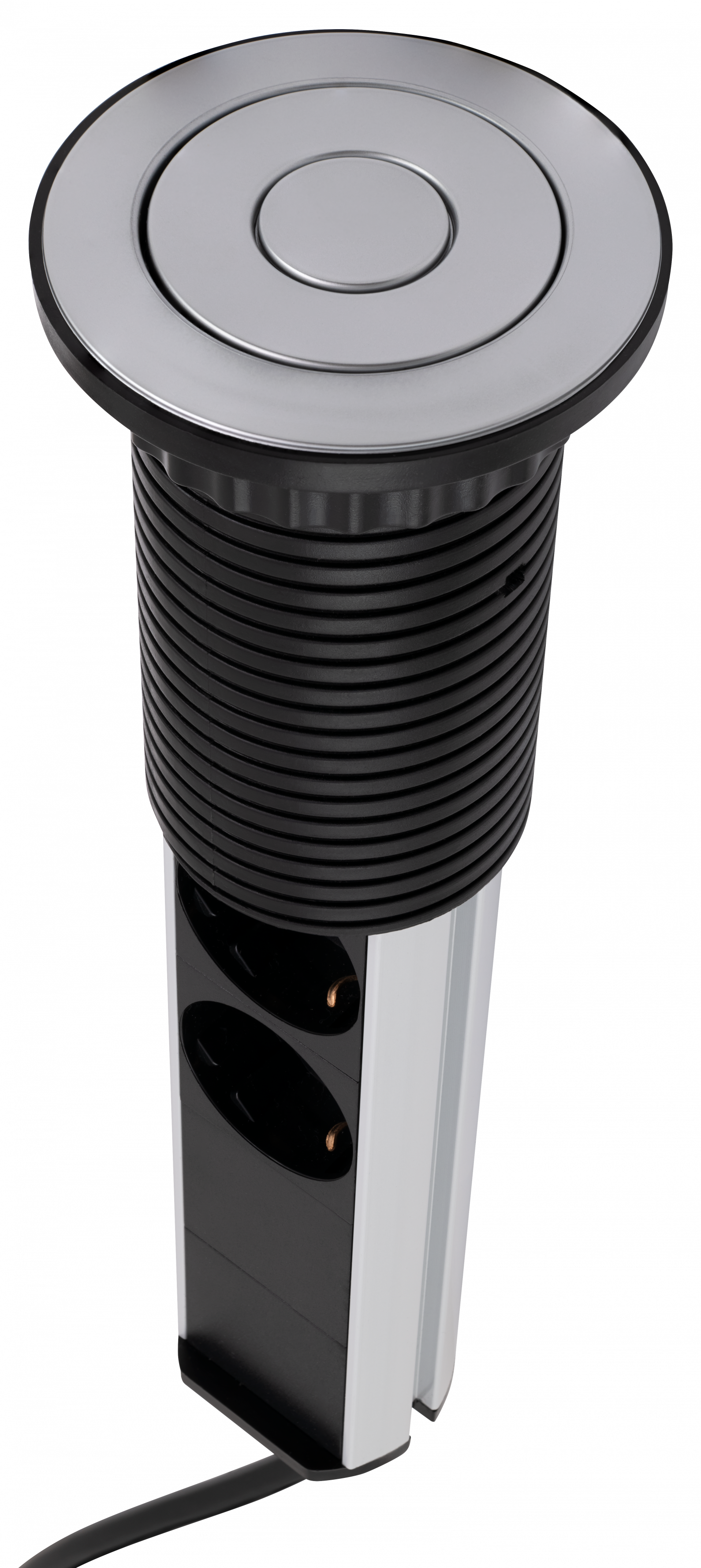 Tisch-Einbausteckdose LEDeco SK-03S 3x Steckdose, 2x USB, 2m Kabel