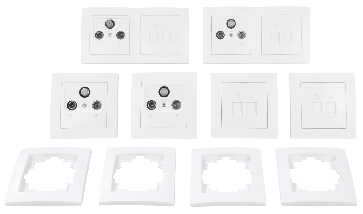 Schalter und Steckdosen Set LEDeco STYLE Multimedia, 18-teilig, weiß
