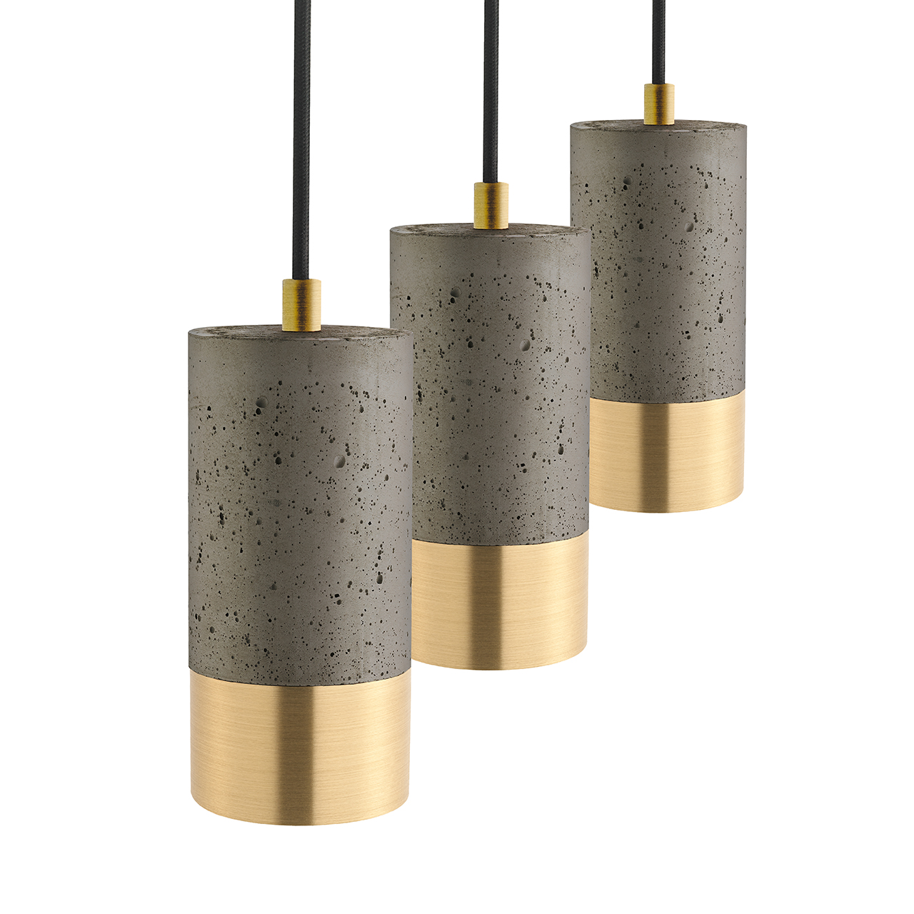 Pendelleuchte CONCRETE dunkel 3flg. goldfarben