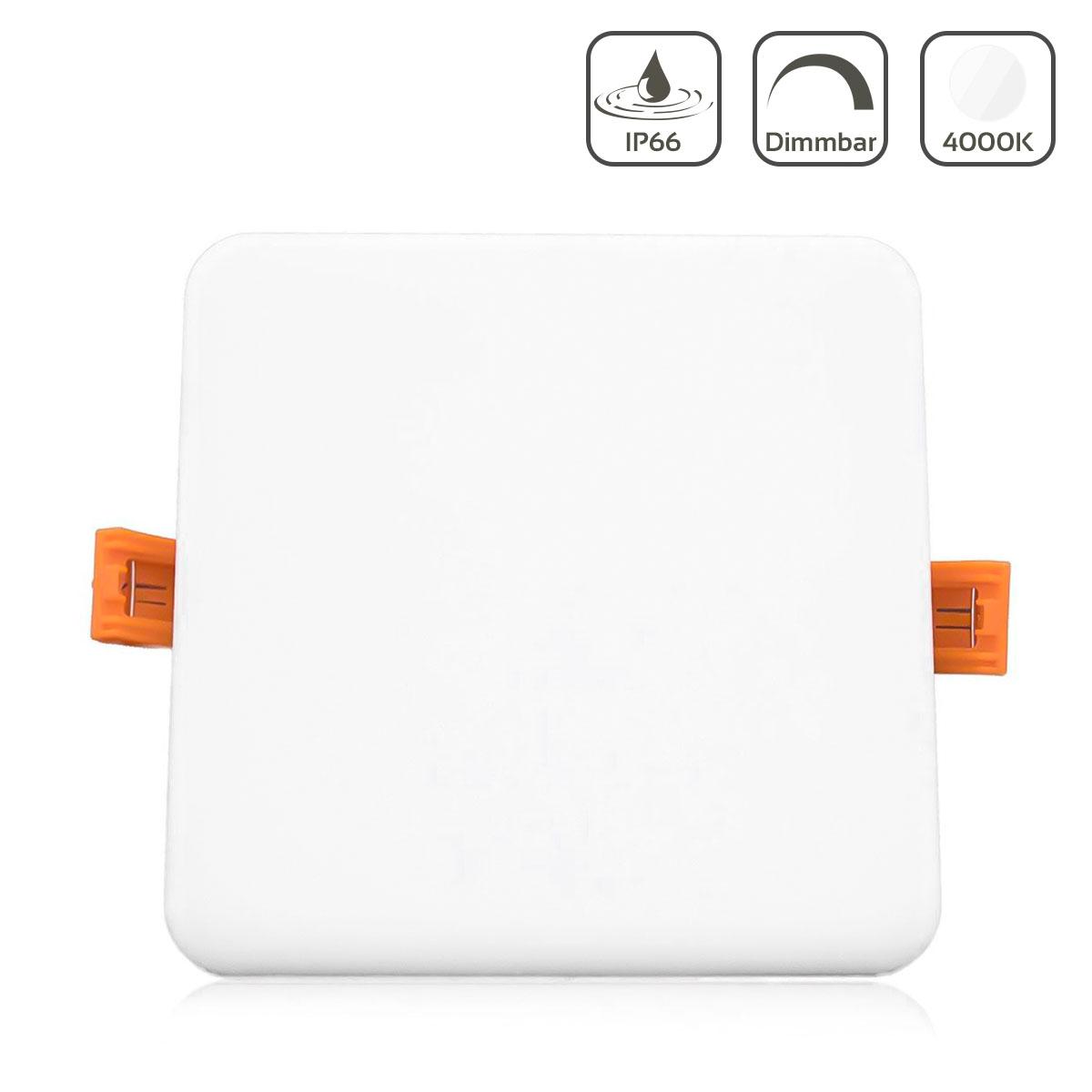 LED Panel Einbaustrahler eckig weiss 11W 125mm 4000K IP66 dimmbar