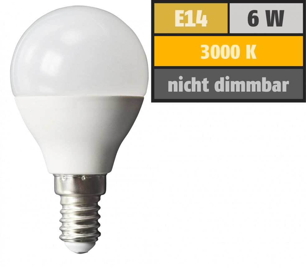 LED Tropfenlampe LEDeco, E14, 6W, 480lm, 160°, 3000K, warmweiß, Ø45x78mm