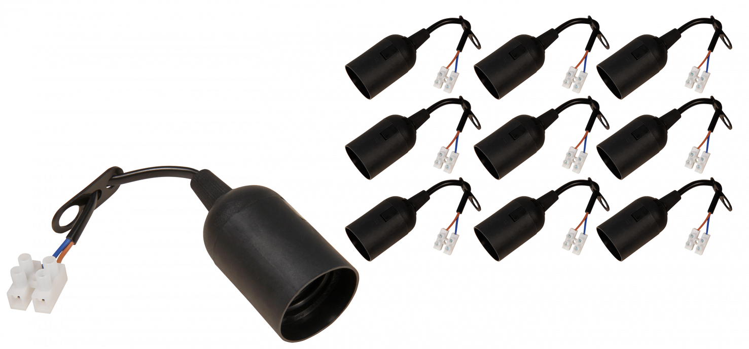Renovierfassung LEDeco E27, mit 11cm Kabel und Aufhänger, 10er-Pack