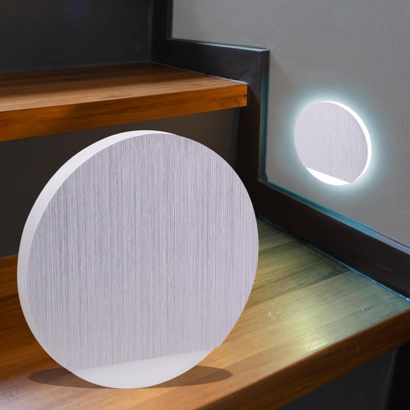 LED Stufenlicht 230V Treppenbeleuchtung rund Alu-gebürstet - Unterteil Lichtfarbe: Kaltweiß 6000K 1,5W