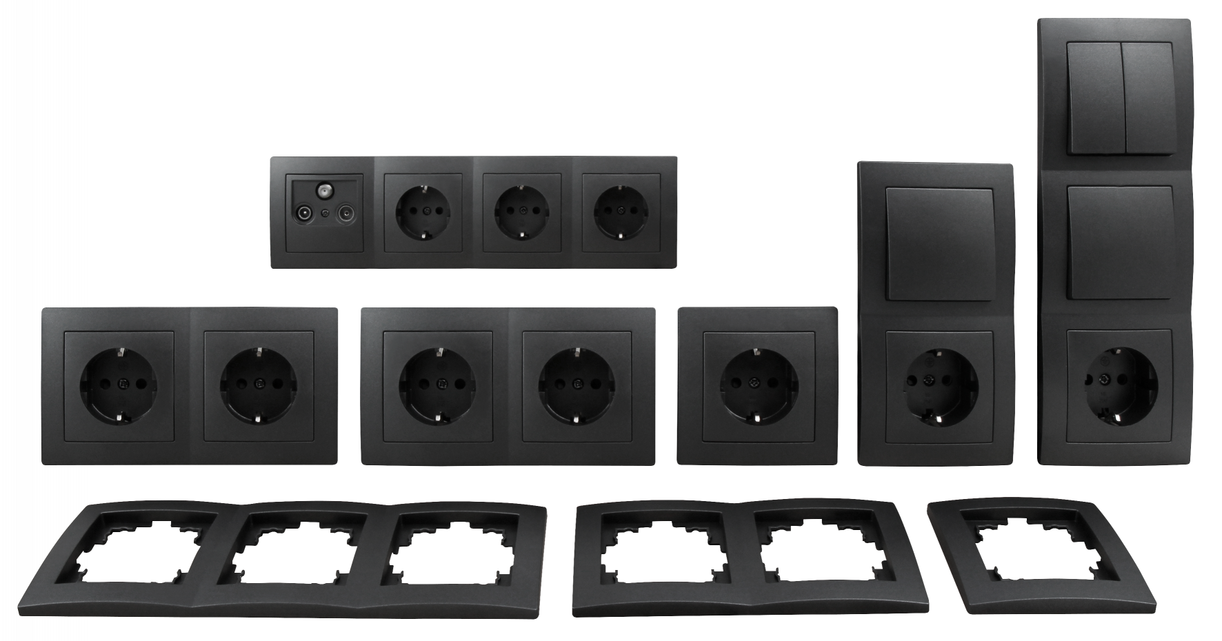 Schalter und Steckdosen Set LEDeco STYLE Komfort 23-teilig, anthrazit