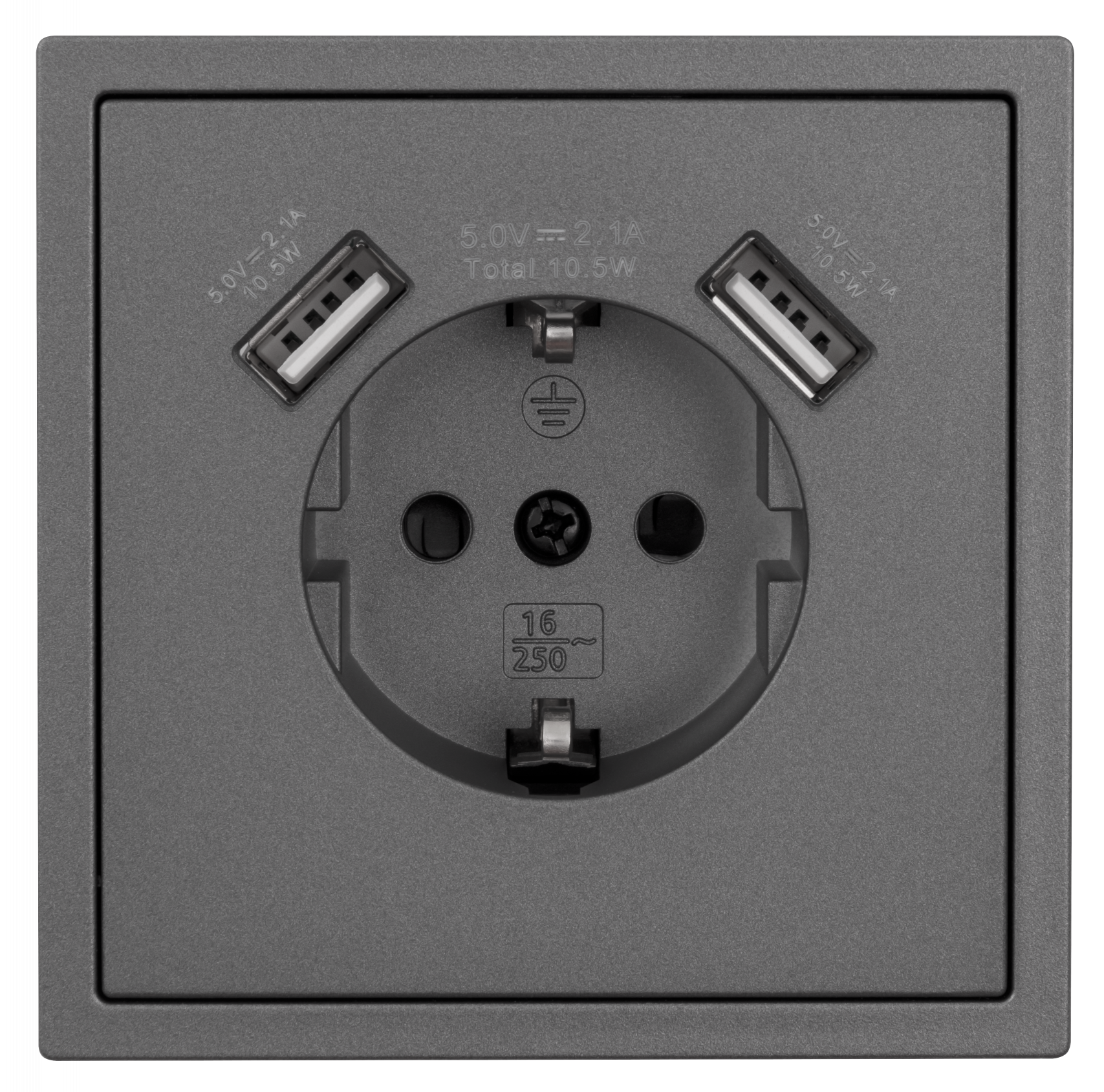 Schutzkontakt-Steckdose LEDeco Shallow 2x USB-A - 5V/2,1A