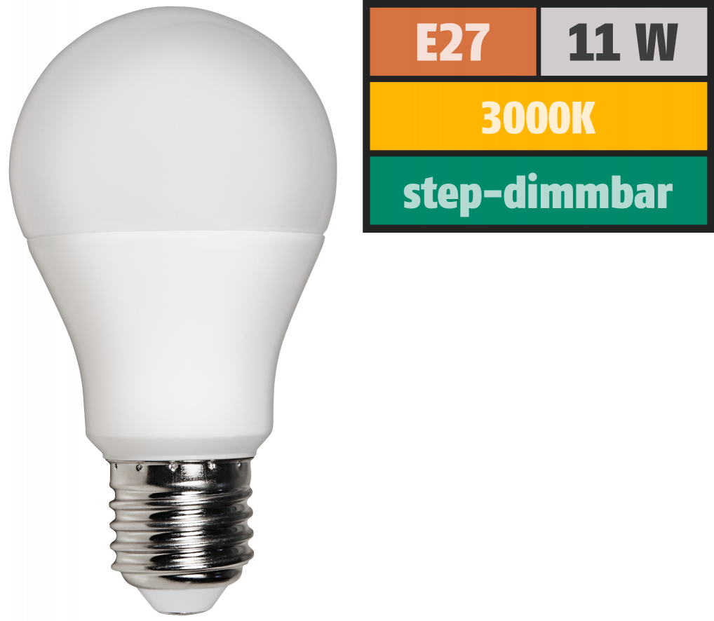 LED Glühlampe LEDeco, E27, 11W, 1.055 lm, 3000K, warmweiß, step dimmbar 100/50/10%