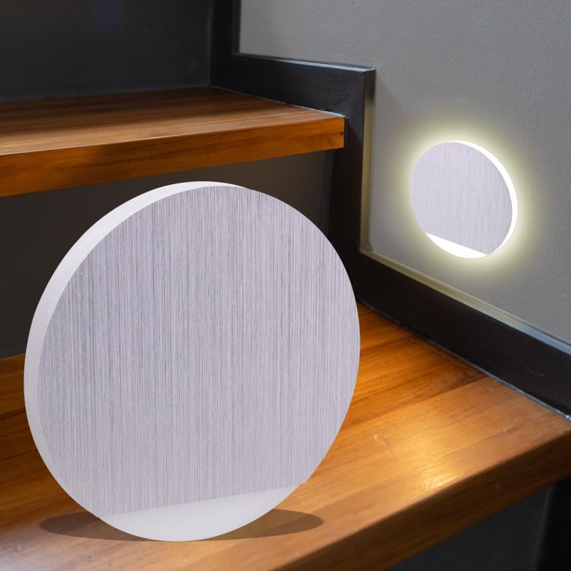 LED Stufenlicht 230V Treppenbeleuchtung rund Alu-gebürstet - Unterteil Lichtfarbe: CCT 1,5W