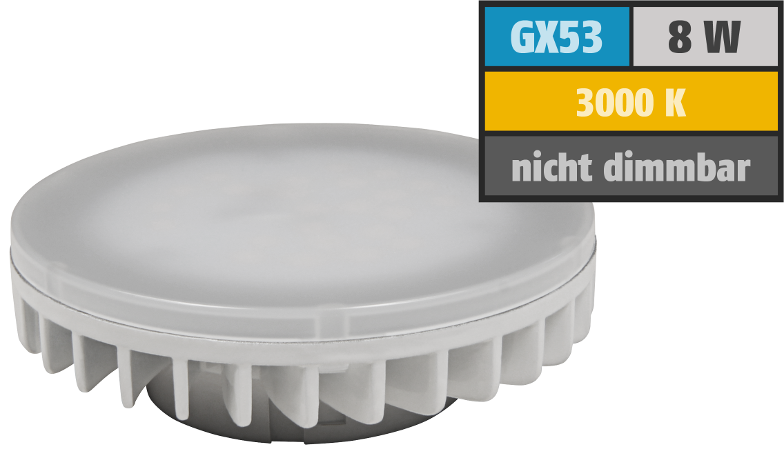 LED-Strahler LEDeco LS-853, GX53, 8W, 800lm, Ø75x25mm, 120°, warmweiß