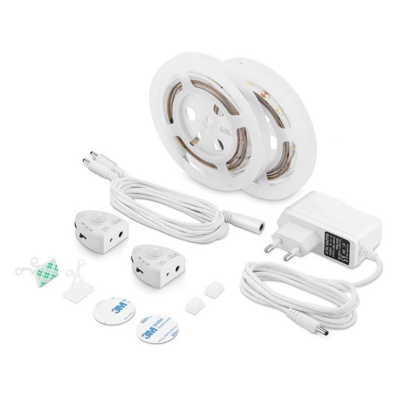 LED Bettlicht Set mit 2 Bewegungssensoren Ein/Aus dimmbar warmweiss