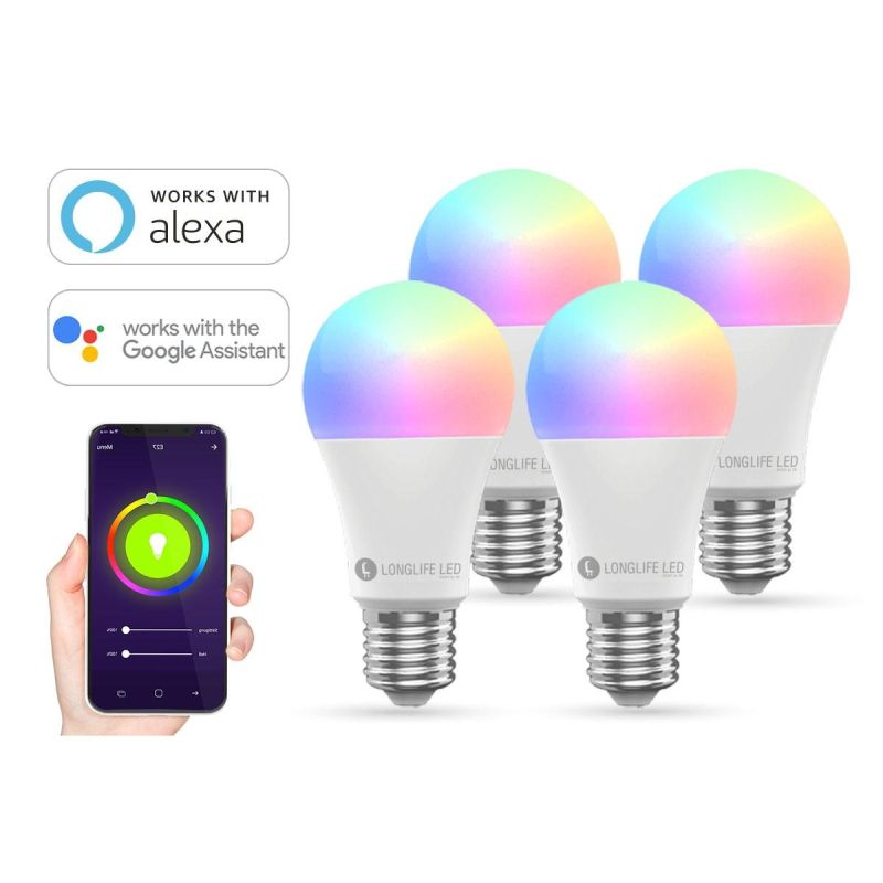 4er Set E27 10W RGB+CCT Wi-Fi Smart LED-Lampe 806 Lumen