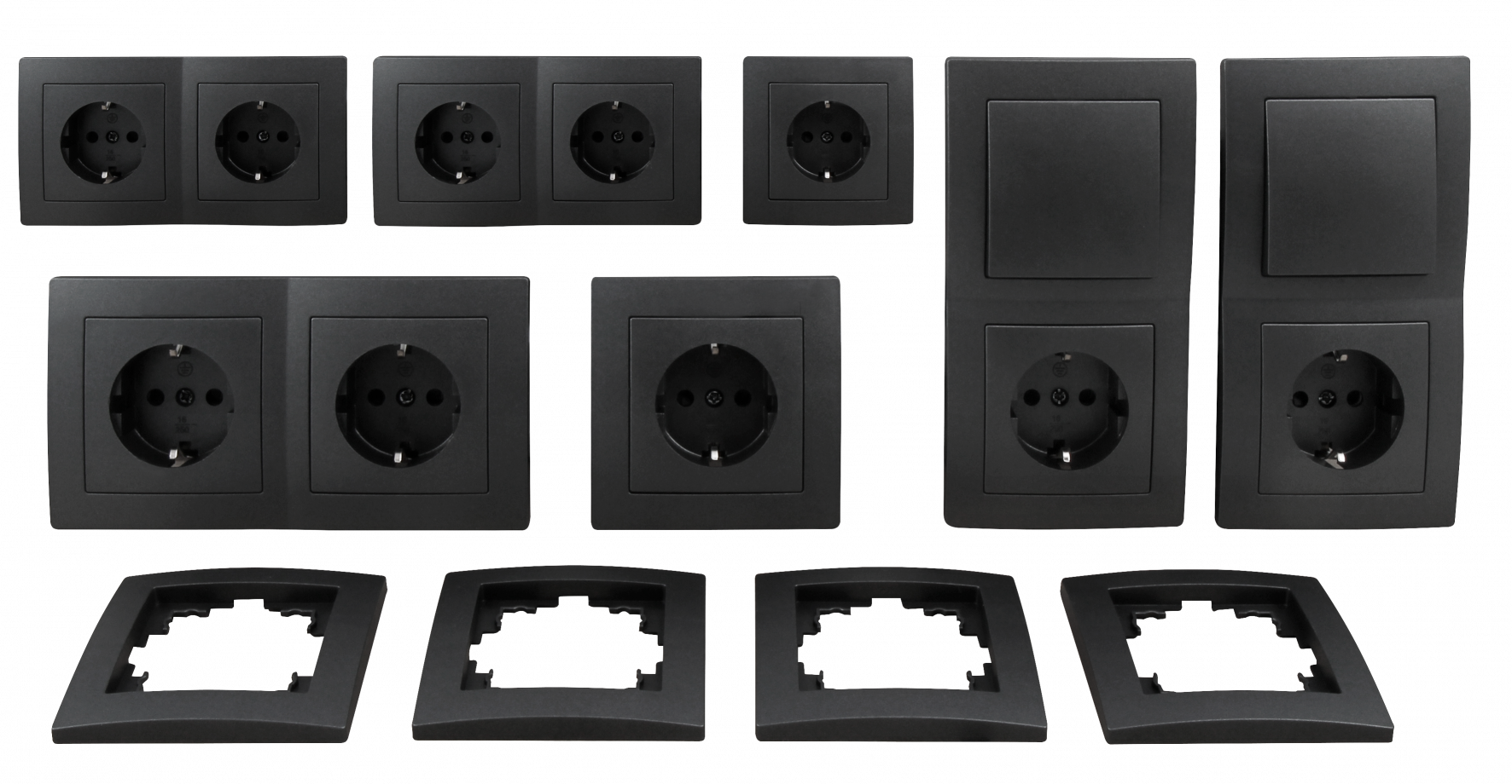 Schalter und Steckdosen Set LEDeco STYLE Niveau 23-teilig, anthrazit