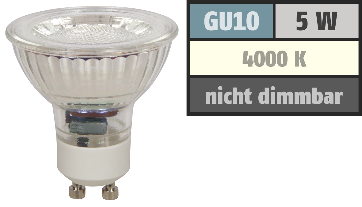 LED-Strahler LEDeco MCOB GU10, 5W, 400 lm, neutralweiß