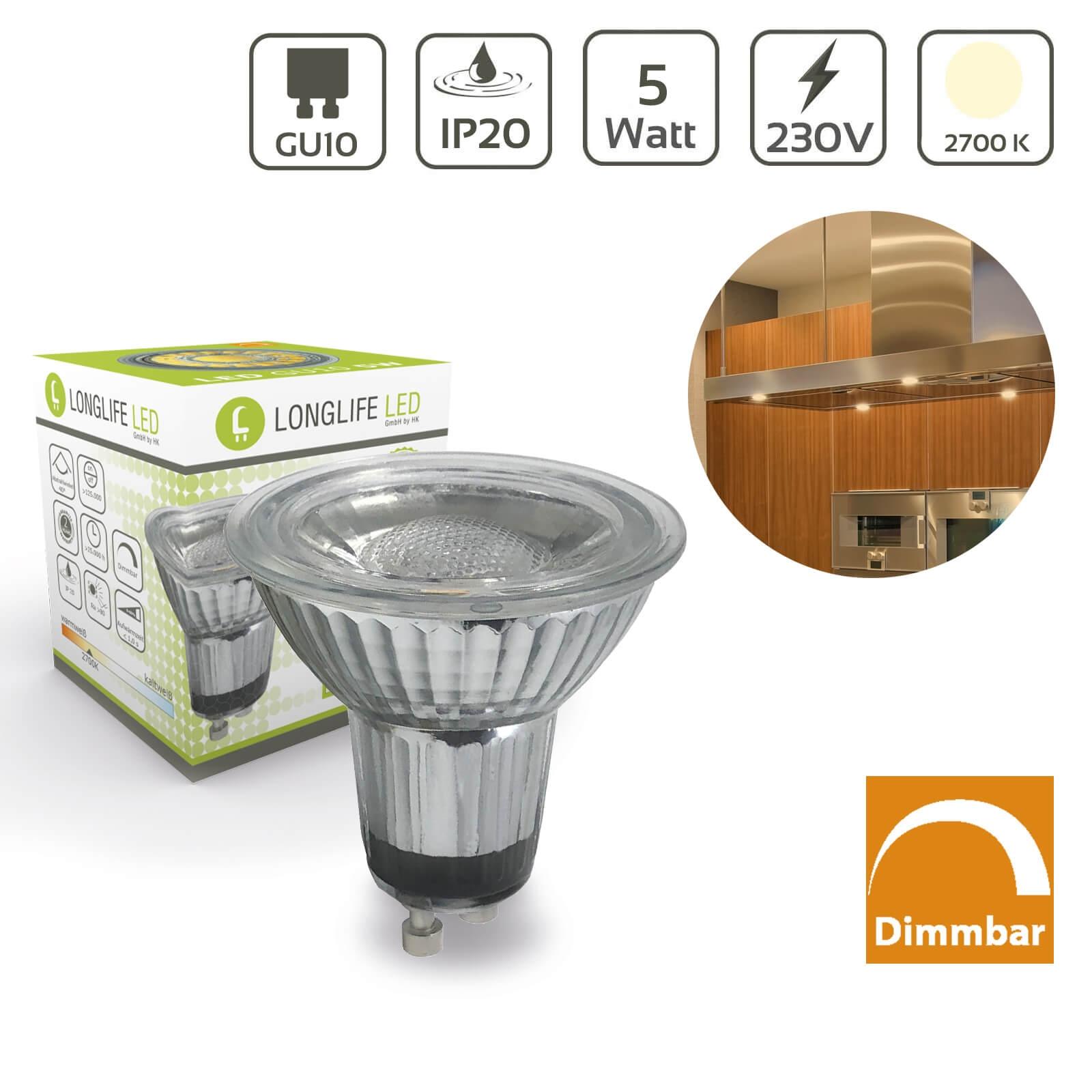 LED Spot GU10 5W Warmweiß dimmbar 2700K 400lm 40°