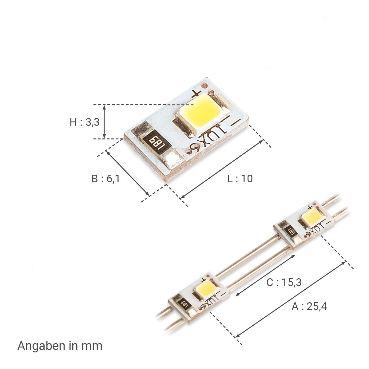 LED Module SMD2835 2 Chip 5500K kaltweiss 12V 0,24W 38LED/m 5 Meter