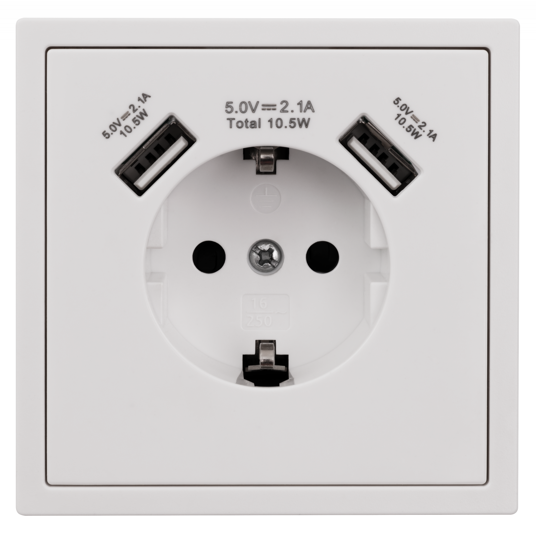 Schutzkontakt-Steckdose LEDeco Shallow 2xUSB-A - 5V/2,1A