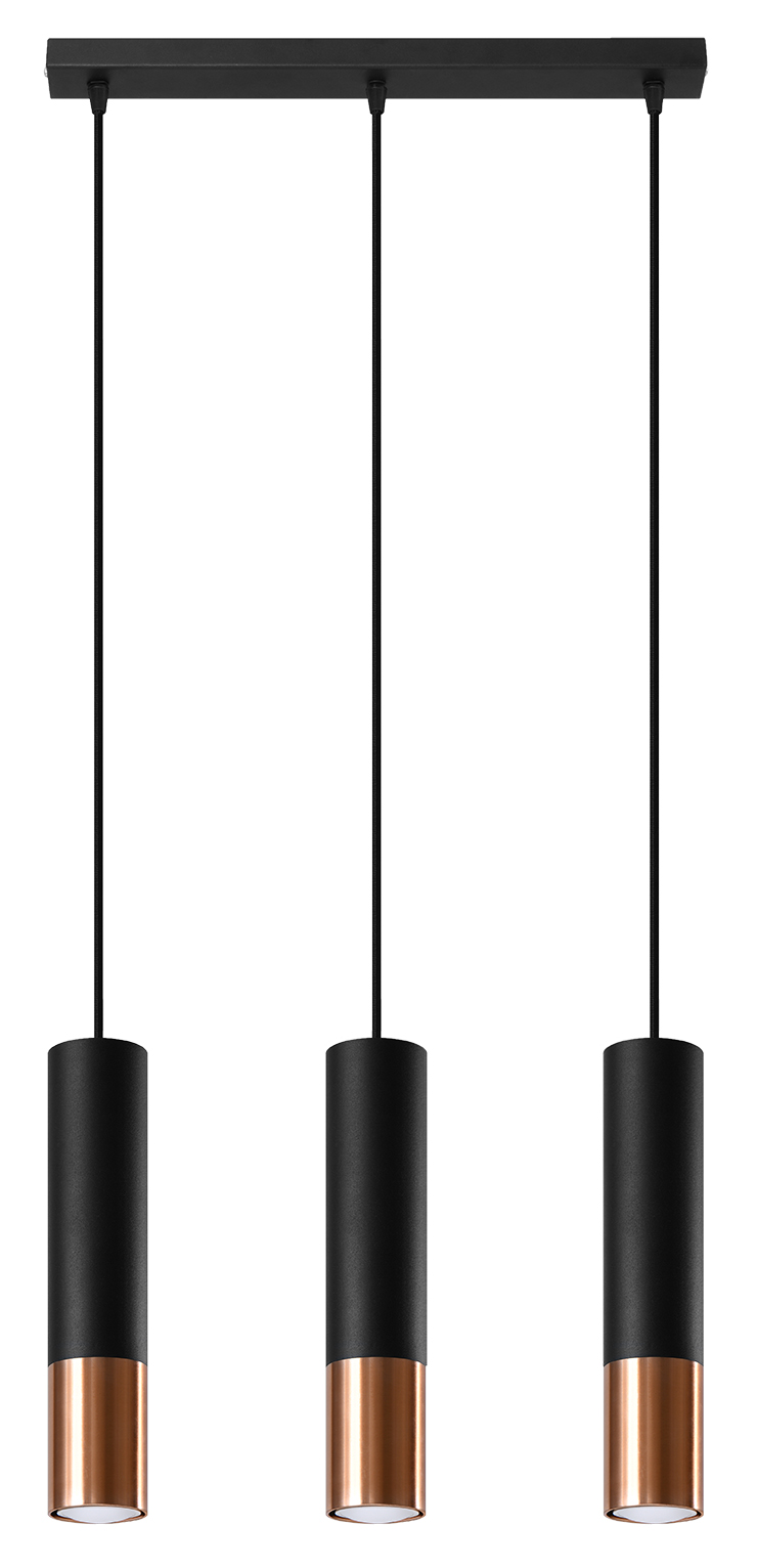 Pendelleuchte LOOPEZ 3L schwarz/Kupfer