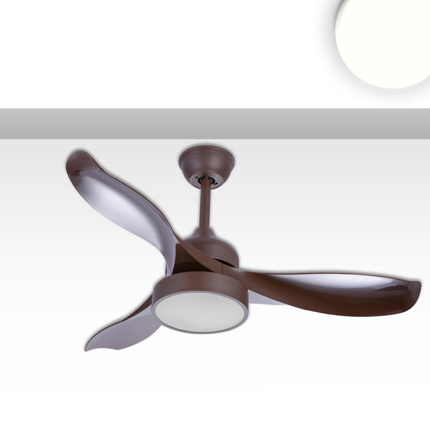 Deckenventilator 3-flüglig, 3 Stufen, Links-Rechtslauf, inkl. Fernbedienung