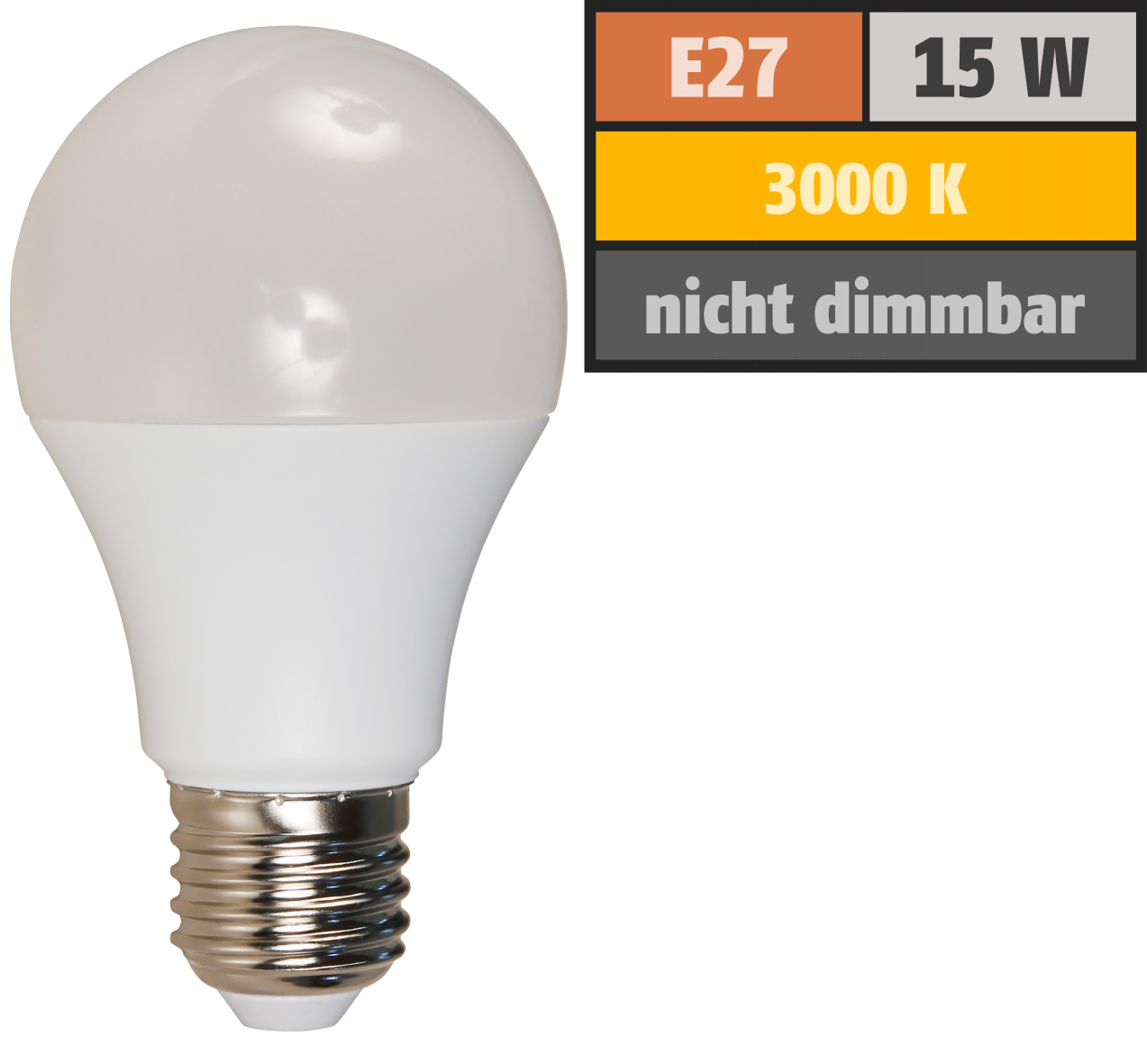 LED Glühlampe LEDeco, E27, 15W, 1250lm, 220°, 3000K, warmweiß, Ø60x118mm