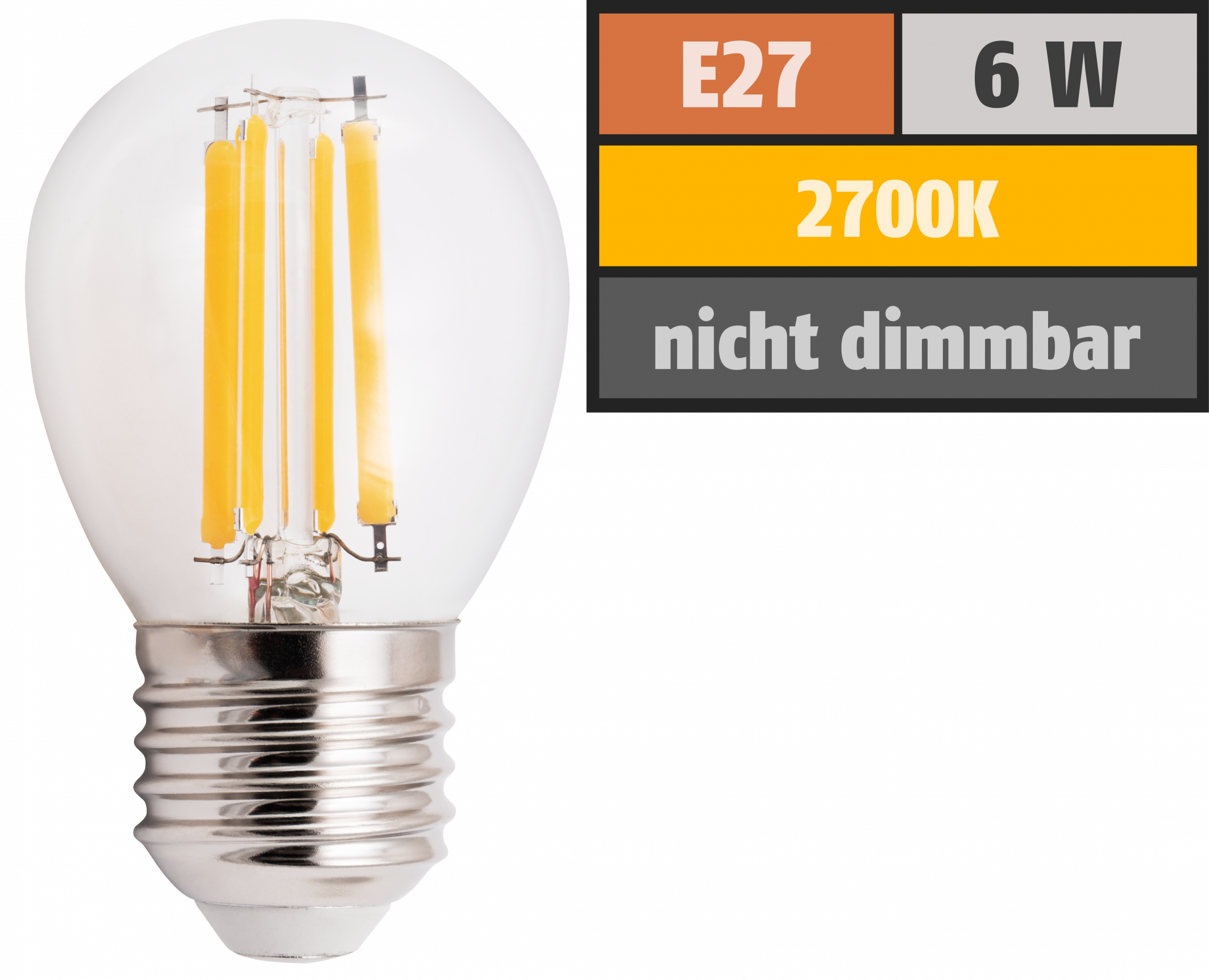 LED Filament Tropfenlampe LEDeco Filed, E27, 6W, 820 lm, warmweiß, klar