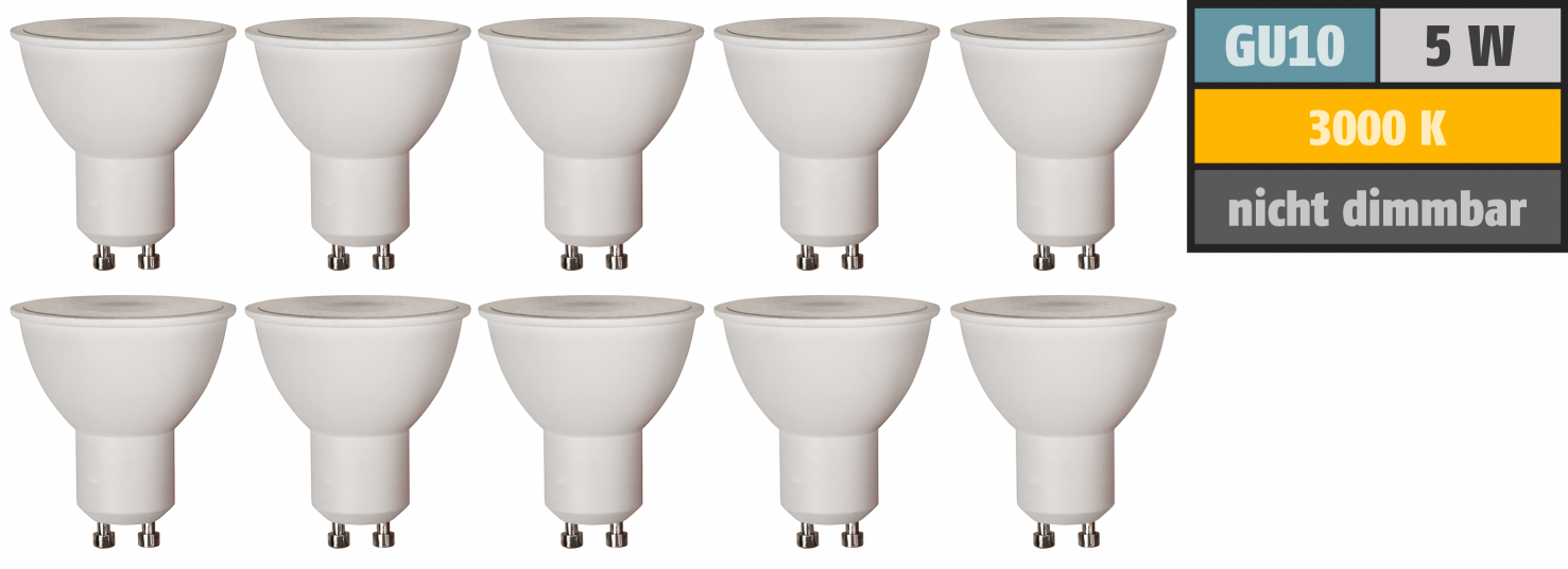 LED-Strahler LEDeco Brill95 GU10, 5W, 400lm, 38°, warmweiß, Ra-95, 10er-Pack