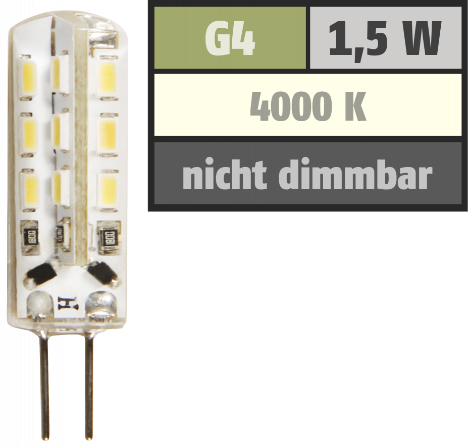 LED-Stiftsockellampe LEDeco Silicia, G4, 1,5W, 120 lm, neutralweiß