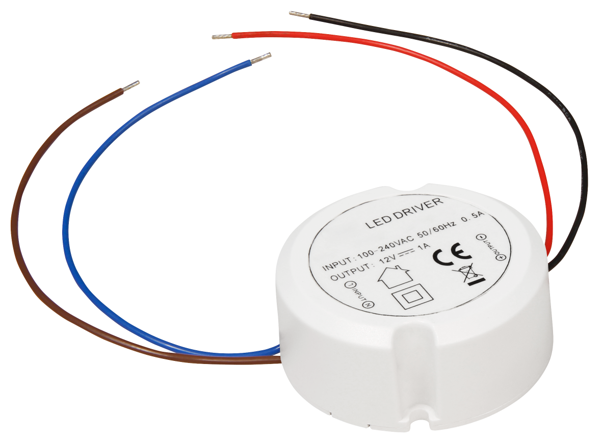 LED-Trafo LEDeco, elektronisch, 0,5-12W, 230V auf 12V, Ø55x23mm, rund