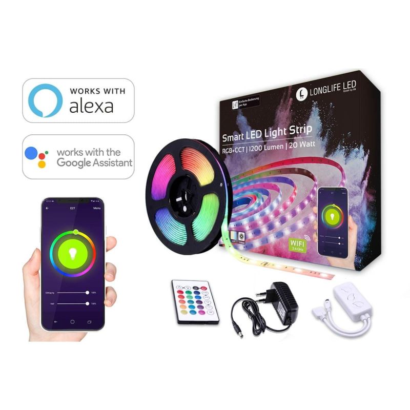 LED Streifen RGB+CCT 20W 5 Meter WiFi + Musik steuerbar inkl. Netzteil