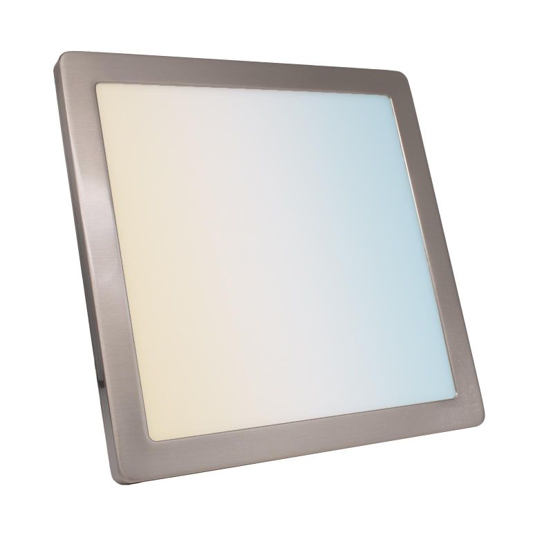 CCT LED Ein-Aufbaustrahler eckig silber 24W 293x293 mit Silber-farbigen Abdeckring