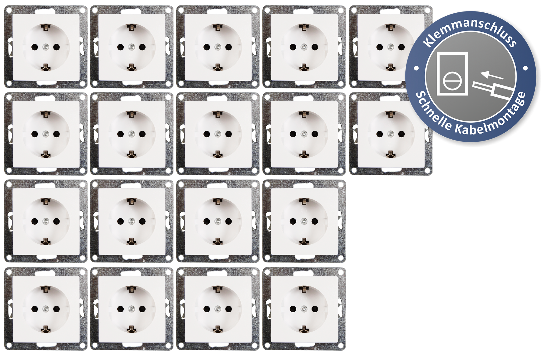 Schutzkontakt-Steckdose LEDeco STYLE 250V~/16A, UP, Klemmanschluss, 18er-Pack