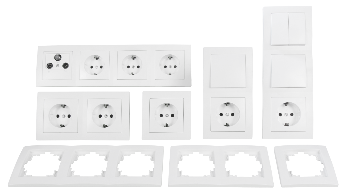 Schalter und Steckdosen Set LEDeco STYLE Wohnlandschaft, 20-teilig, weiß