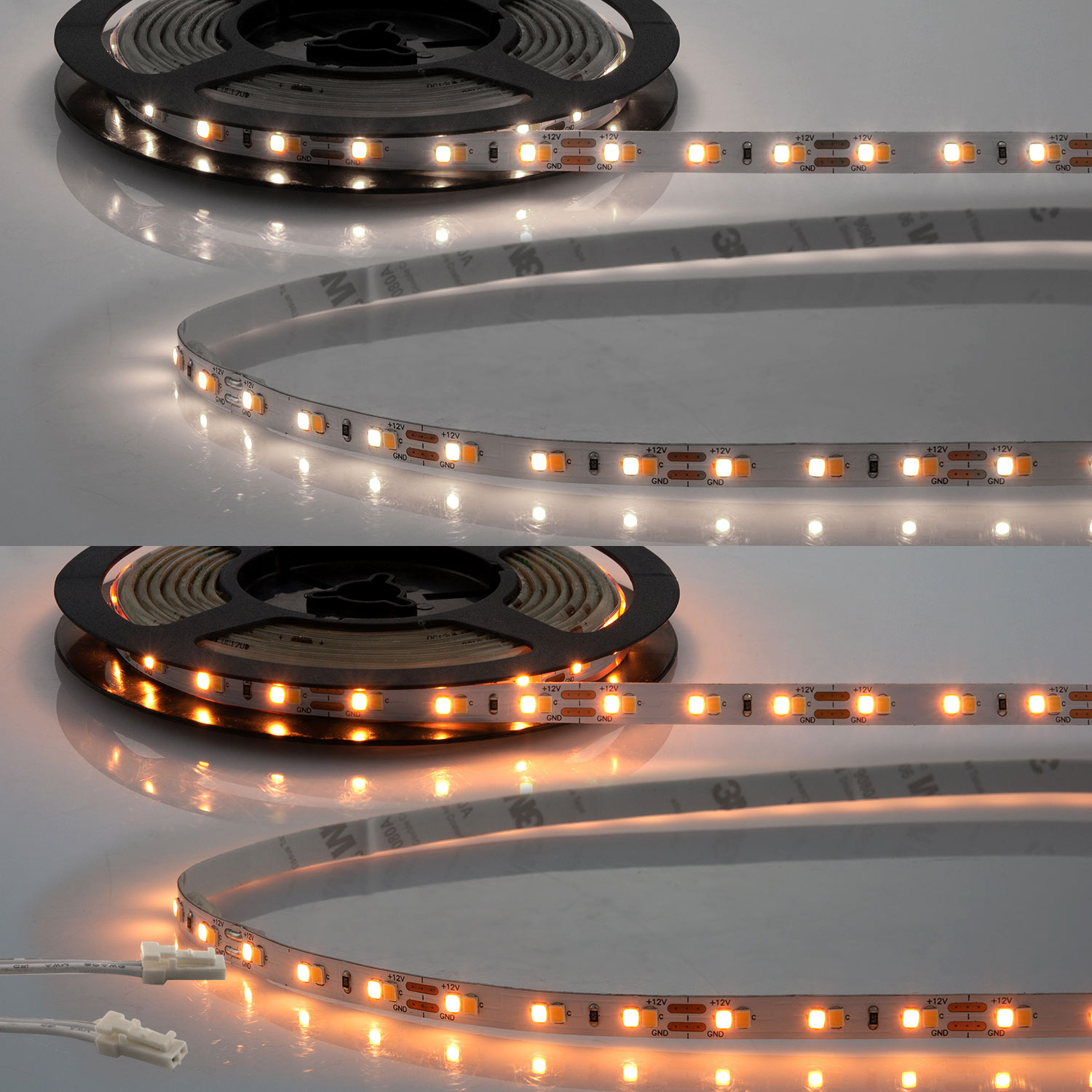 LED CRI919/940 MiniAMP Flexband, 12V, 10W, IP20, weißdyn., 500cm, Kabel beids. + maleAMP, 126 LED/m
