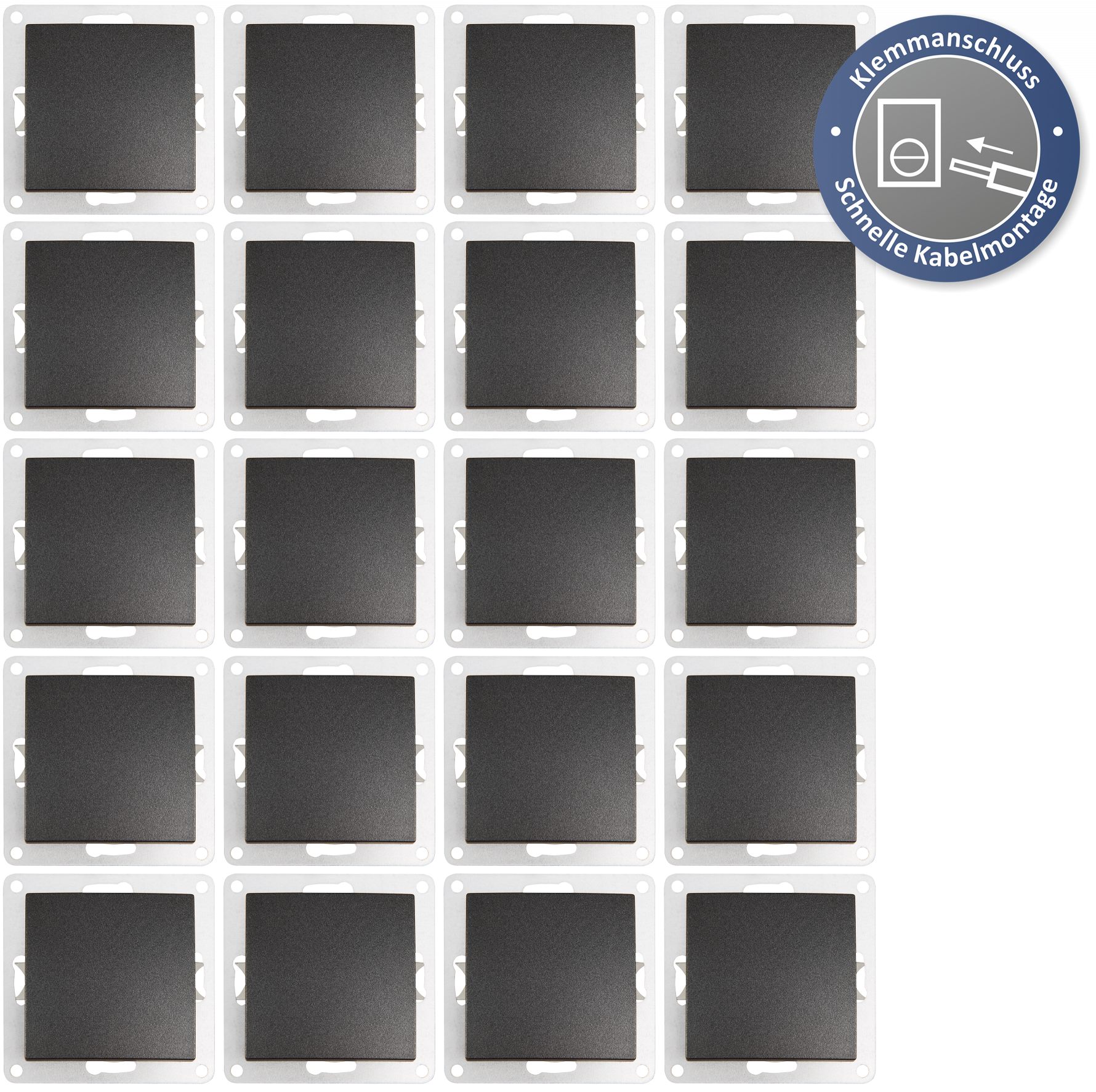 Wechselschalter LEDeco STYLE 250V~/10A, Klemmanschluss, anthrazit, 20er-Pack