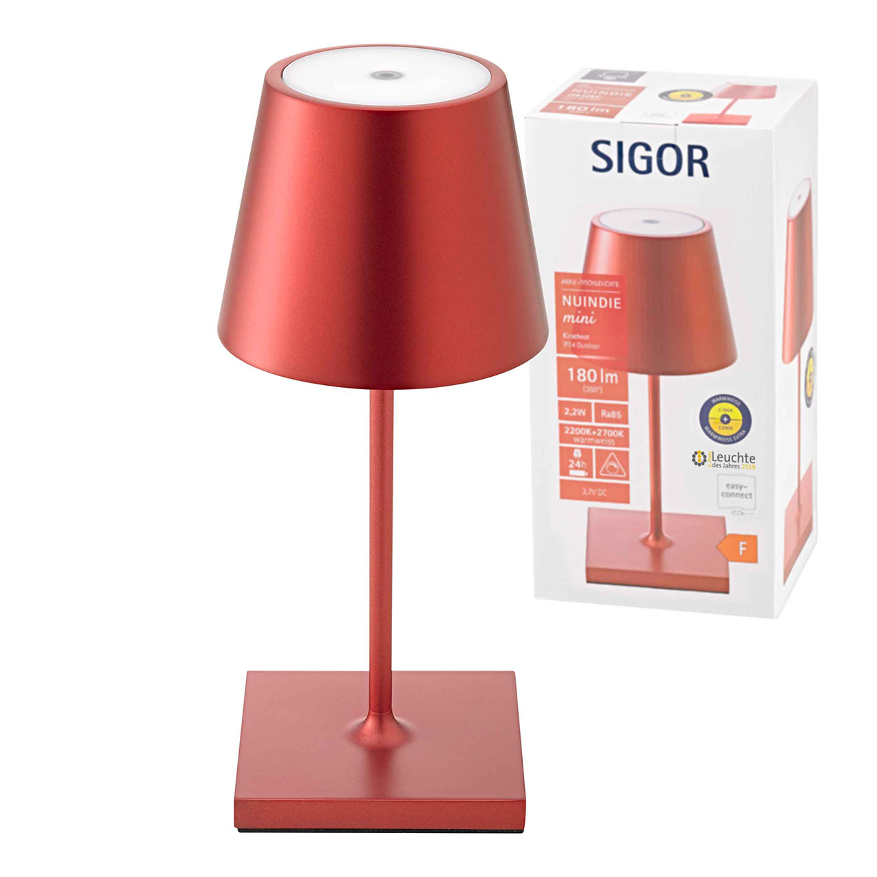 Akku-Tischleuchte NUINDIE mini 250mm Kirschrot