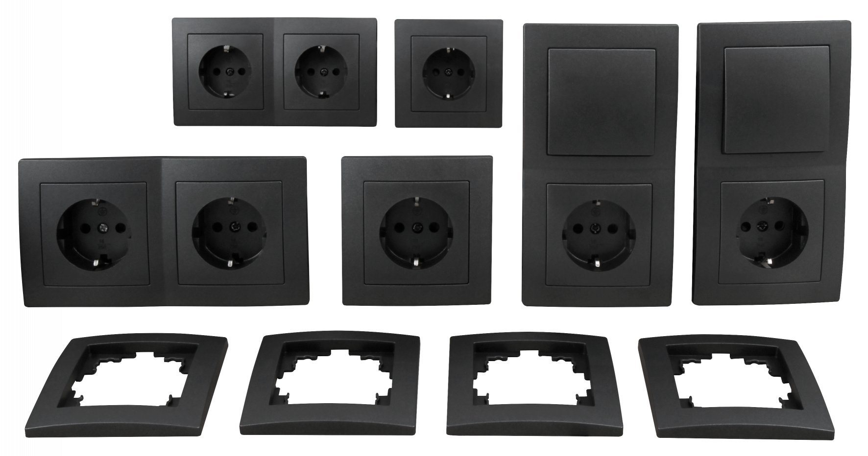 Schalter und Steckdosen Set LEDeco STYLE Standard 20-teilig, anthrazit