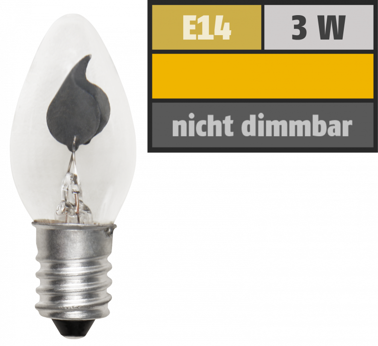 Glühlampe LEDeco Flackernde Kerze, E14, 230V, 3W
