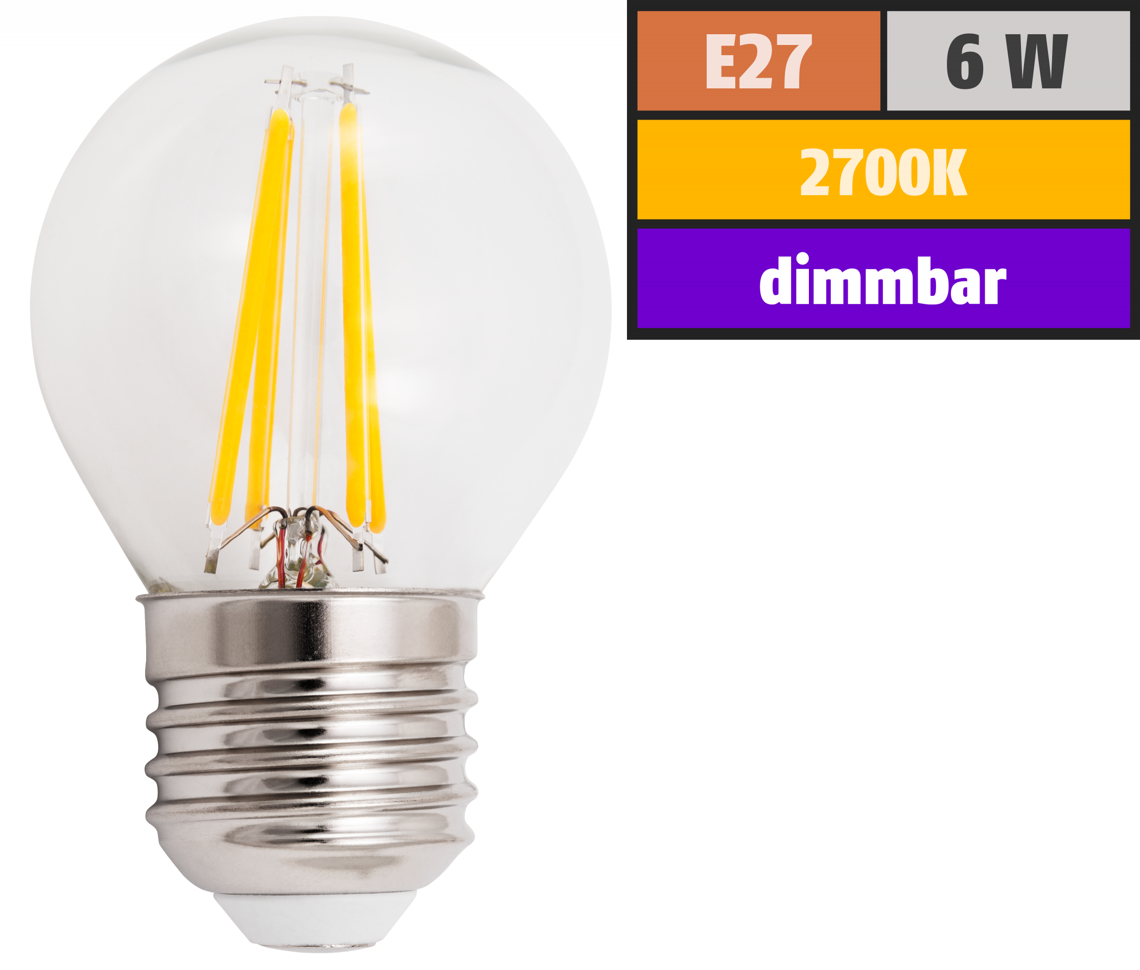LED Filament Tropfenlampe LEDeco Filed E27, 6W, 600lm, warmweiß, dimmbar