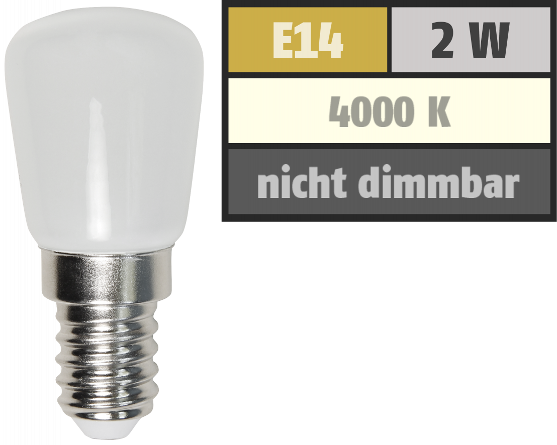 LED Kolbenlampe LEDeco, E14, 2W, 200lm, 260°, 23x51mm, neutralweiß